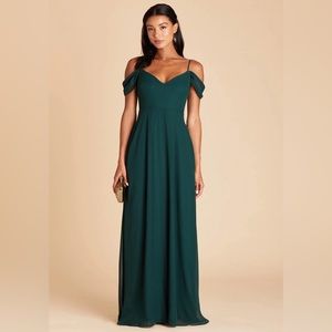Birdy Grey Devin Chiffon Bridesmaid Dress in Emerald Size XS NWT